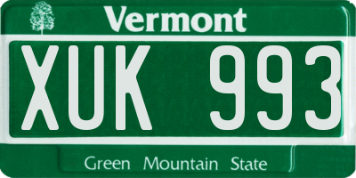 VT license plate XUK993