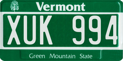 VT license plate XUK994