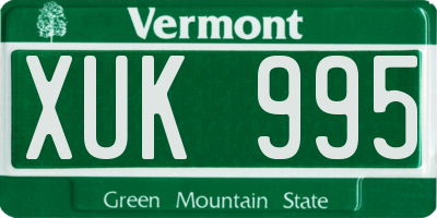 VT license plate XUK995