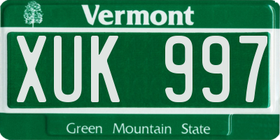 VT license plate XUK997