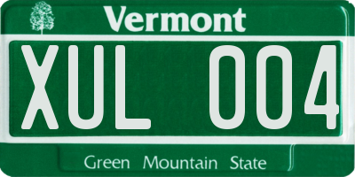VT license plate XUL004