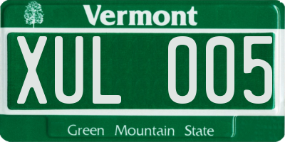 VT license plate XUL005