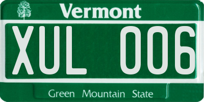 VT license plate XUL006