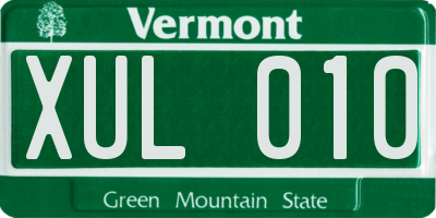 VT license plate XUL010
