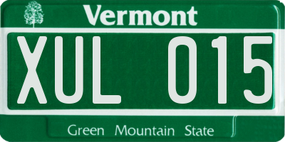 VT license plate XUL015