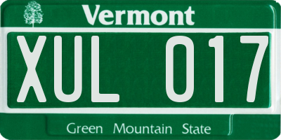 VT license plate XUL017