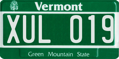 VT license plate XUL019