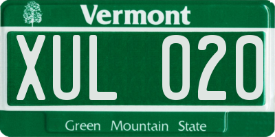 VT license plate XUL020
