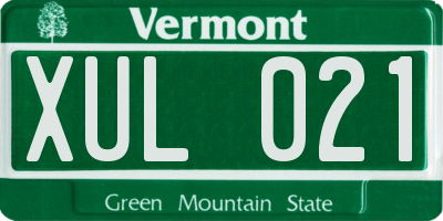 VT license plate XUL021