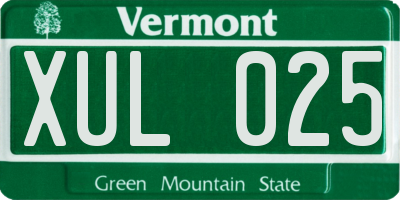 VT license plate XUL025