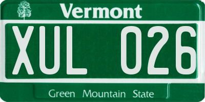 VT license plate XUL026
