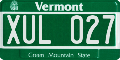 VT license plate XUL027