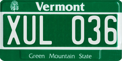 VT license plate XUL036