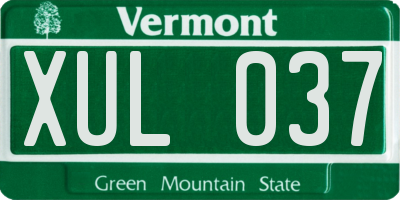 VT license plate XUL037