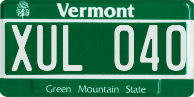 VT license plate XUL040