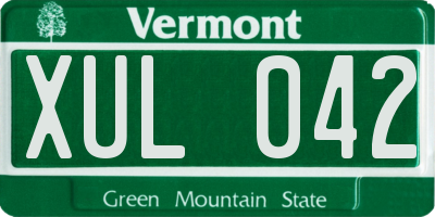 VT license plate XUL042