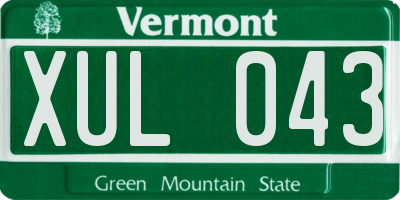 VT license plate XUL043