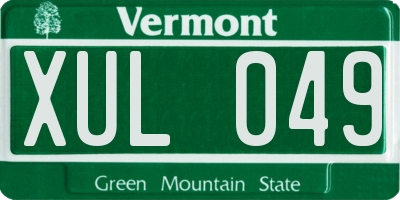 VT license plate XUL049