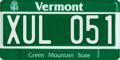 VT license plate XUL051