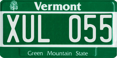 VT license plate XUL055