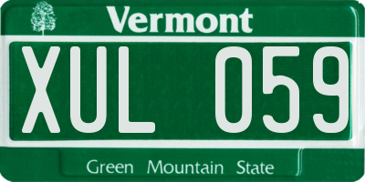 VT license plate XUL059