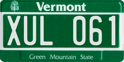 VT license plate XUL061