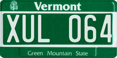 VT license plate XUL064