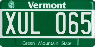 VT license plate XUL065
