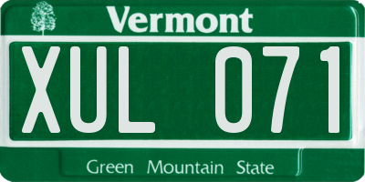 VT license plate XUL071
