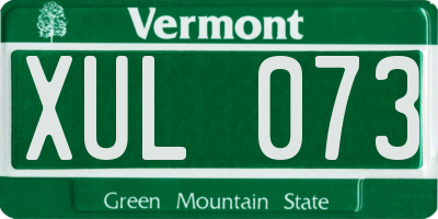 VT license plate XUL073