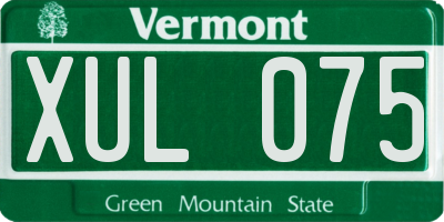 VT license plate XUL075