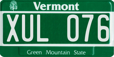VT license plate XUL076