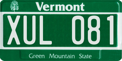 VT license plate XUL081