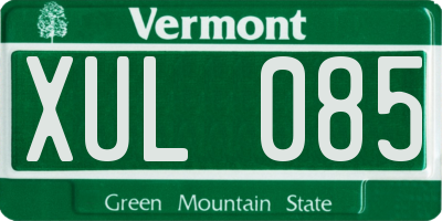 VT license plate XUL085