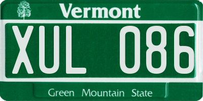 VT license plate XUL086