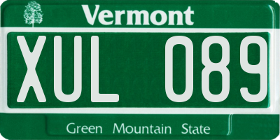 VT license plate XUL089