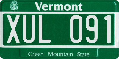 VT license plate XUL091