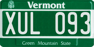 VT license plate XUL093