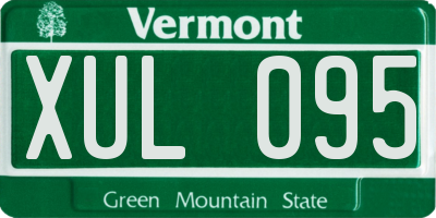 VT license plate XUL095