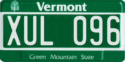 VT license plate XUL096