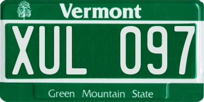 VT license plate XUL097