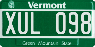 VT license plate XUL098