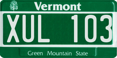 VT license plate XUL103