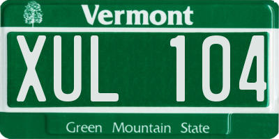 VT license plate XUL104