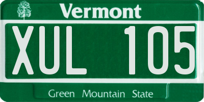 VT license plate XUL105