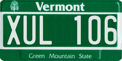 VT license plate XUL106