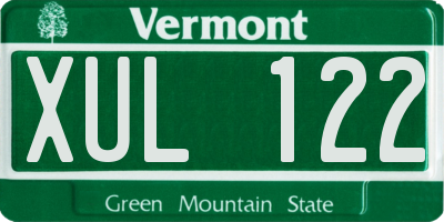 VT license plate XUL122