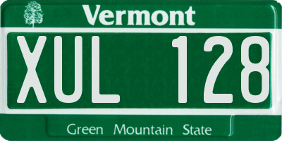 VT license plate XUL128