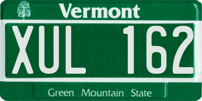 VT license plate XUL162