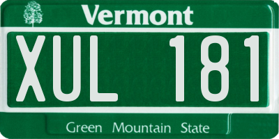 VT license plate XUL181